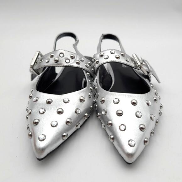 Abound Kadia Slingback Pointed Toe Flat Women's Silver Metallic Size US7M EU37.5 - Picture 2 of 12